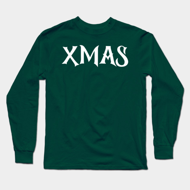 XMAS Lettering on Minimalist Christmas Aesthetic Long Sleeve T-Shirt by Creatifly Graphic Tees