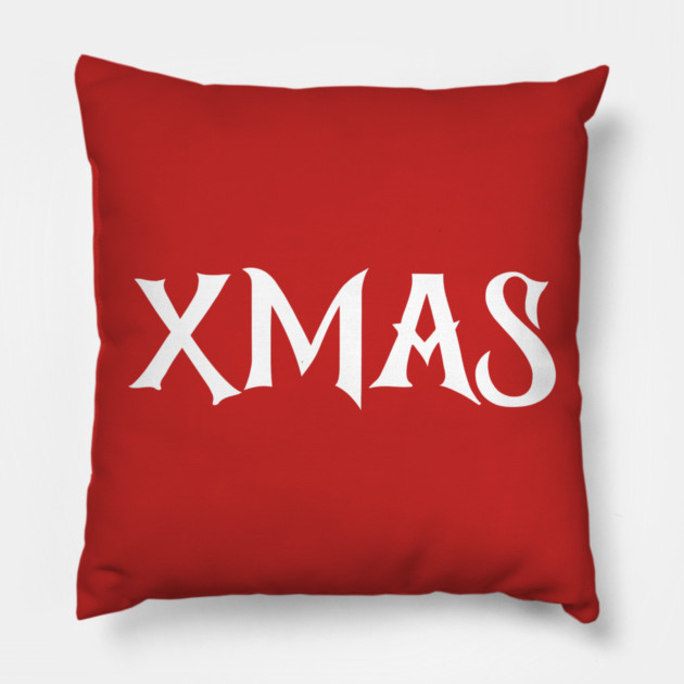 XMAS Lettering on Minimalist Christmas Aesthetic Pillow by Creatifly Graphic Tees