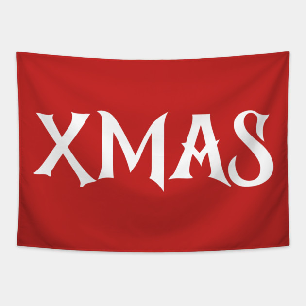 XMAS Lettering on Minimalist Christmas Aesthetic Tapestry by Creatifly Graphic Tees