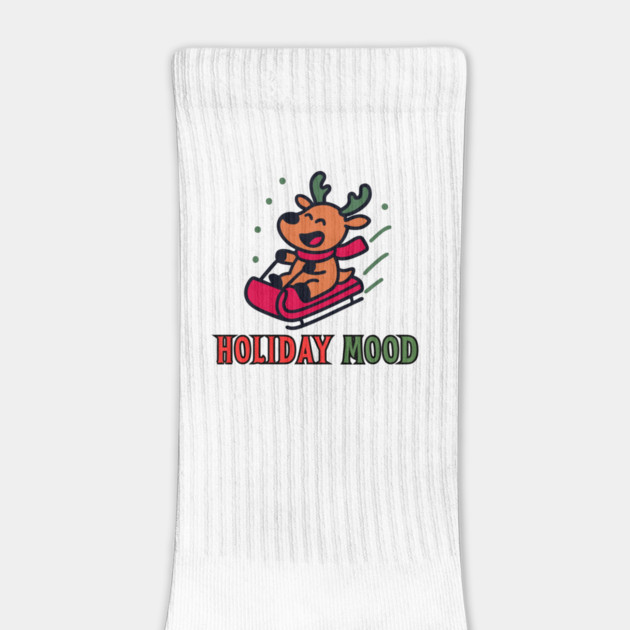 Holiday Mood Cute Reindeer Sledding Funny Christmas by Creatifly Graphic Tees