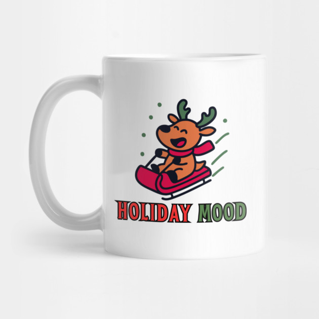 Holiday Mood Cute Reindeer Sledding Funny Christmas by Creatifly Graphic Tees