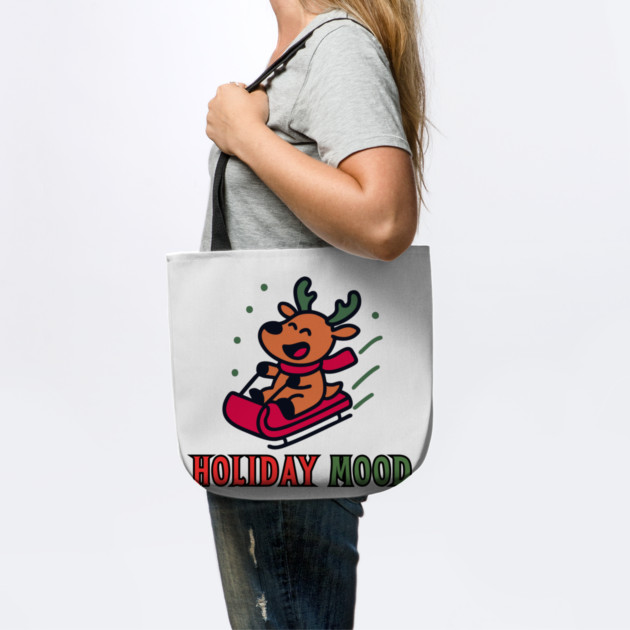 Holiday Mood Cute Reindeer Sledding Funny Christmas by Creatifly Graphic Tees