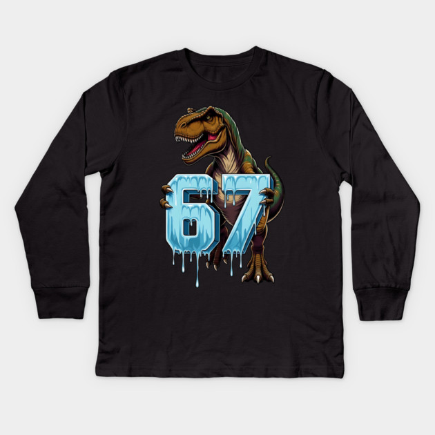 67 Dinosaur T-Rex Kids Long Sleeve T-Shirt by UrbanLifeApparel