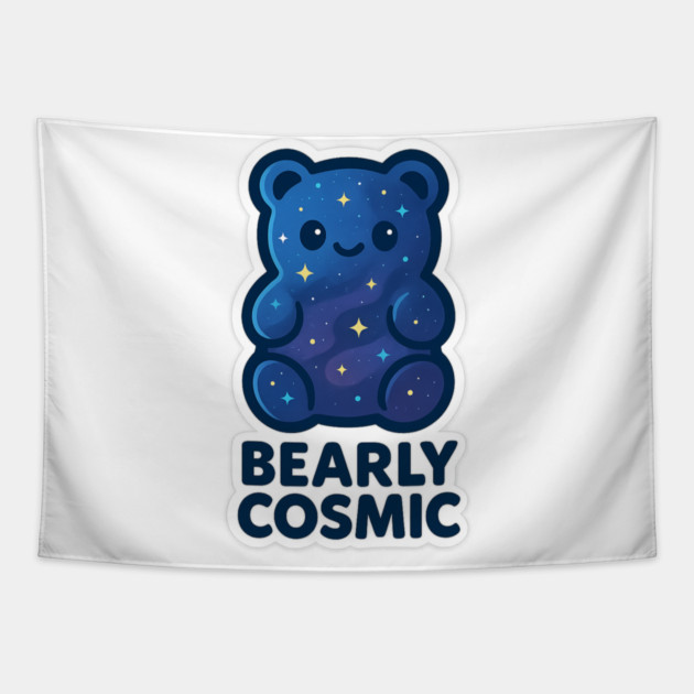 Bearly Cosmic – Cosmo Bites Kawaii Galaxy Gummy Bear Design Tapestry by Anne Lee