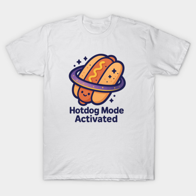 Hotdog Mode Activated – Cosmo Bites Kawaii Space Hotdog Design T-Shirt by Anne Lee