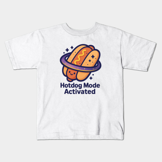 Hotdog Mode Activated – Cosmo Bites Kawaii Space Hotdog Design Kids T-Shirt by Anne Lee