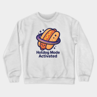 Hotdog Mode Activated – Cosmo Bites Kawaii Space Hotdog Design Crewneck Sweatshirt