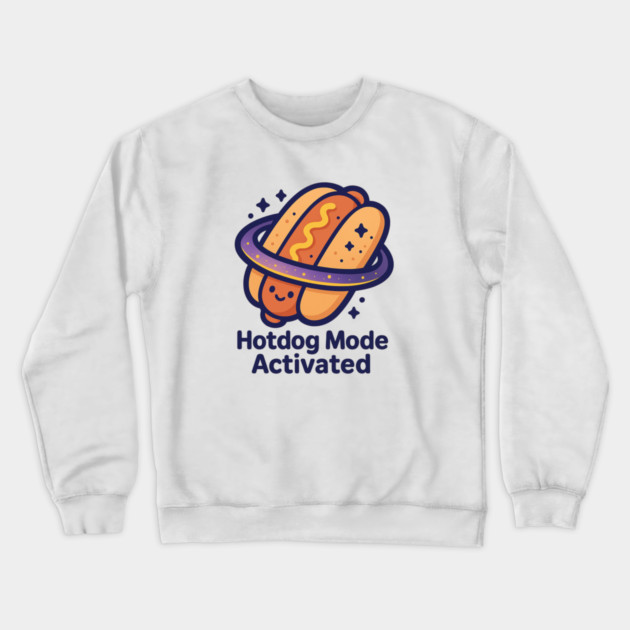 Hotdog Mode Activated – Cosmo Bites Kawaii Space Hotdog Design Crewneck Sweatshirt by Anne Lee