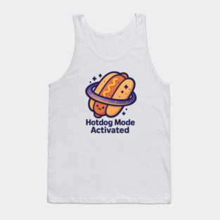 Hotdog Mode Activated – Cosmo Bites Kawaii Space Hotdog Design Tank Top