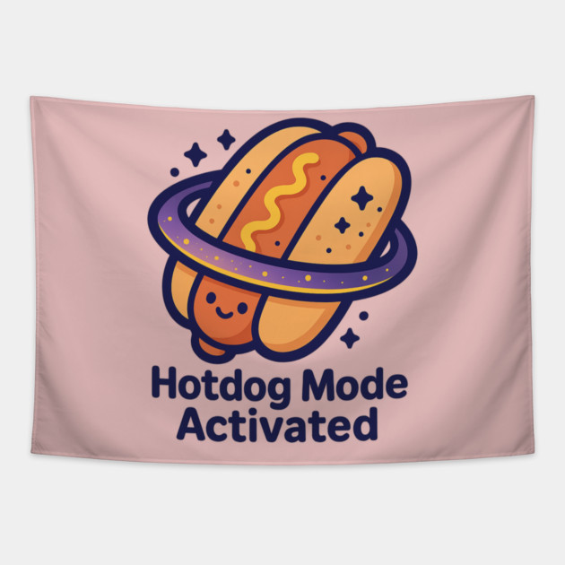 Hotdog Mode Activated – Cosmo Bites Kawaii Space Hotdog Design Tapestry by Anne Lee