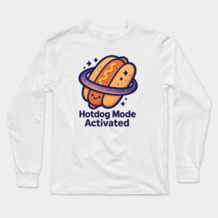 Hotdog Mode Activated – Cosmo Bites Kawaii Space Hotdog Design Long Sleeve T-Shirt