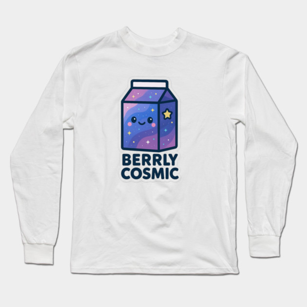 Berrly Cosmic – Cosmo Bites Kawaii Galaxy Milk Carton Design Long Sleeve T-Shirt by Anne Lee