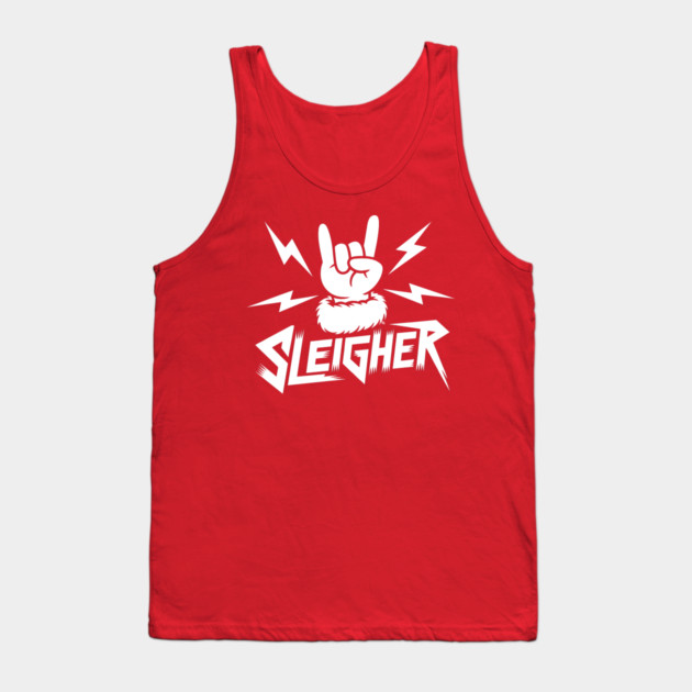 Sleigher – Metal Christmas Rock Hand Tank Top by Cosmo Gazoo