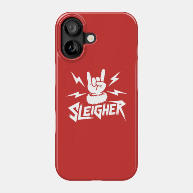 Sleigher – Metal Christmas Rock Hand Phone Case by Cosmo Gazoo