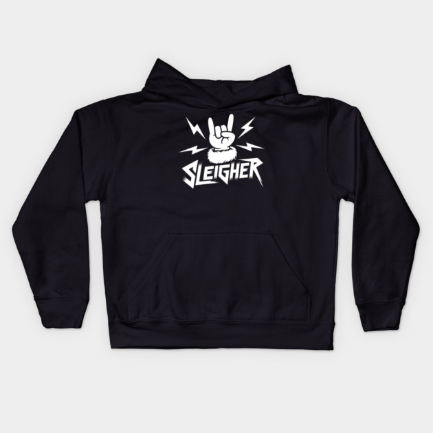 Sleigher – Metal Christmas Rock Hand Kids Hoodie by Cosmo Gazoo