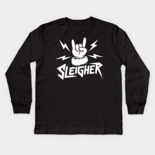 Sleigher – Metal Christmas Rock Hand Kids Long Sleeve T-Shirt