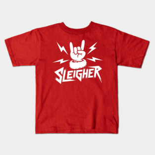 Sleigher – Metal Christmas Rock Hand Kids T-Shirt