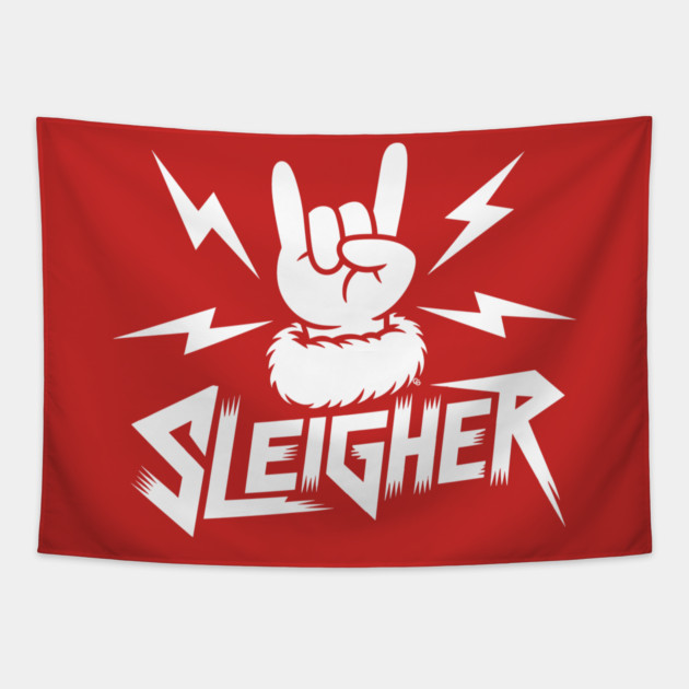 Sleigher – Metal Christmas Rock Hand Tapestry by Cosmo Gazoo