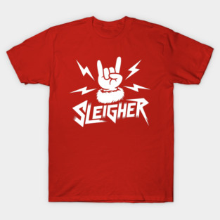 Sleigher – Metal Christmas Rock Hand T-Shirt