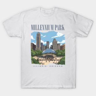 Millennium Park Chicago Urban Skyline Design – The Bean City Illustration for Merch T-Shirt