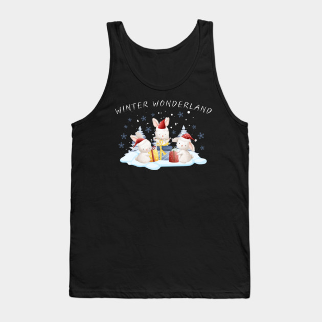 Winter Wonderland Bunnies with Christmas Gifts Tank Top by Creatifly Graphic Tees