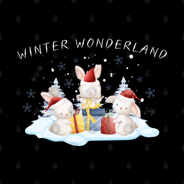 Winter Wonderland Bunnies with Christmas Gifts by Creatifly Graphic Tees