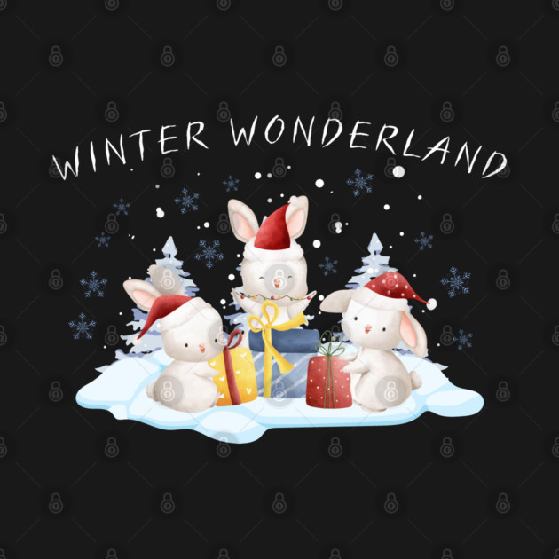 Winter Wonderland Bunnies with Christmas Gifts by Creatifly Graphic Tees