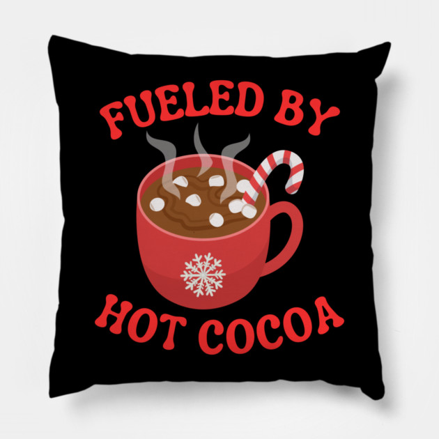Fueled By Hot Cocoa Cozy Winter Mug Pillow by Creatifly Graphic Tees