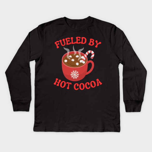 Fueled By Hot Cocoa Cozy Winter Mug Kids Long Sleeve T-Shirt by Creatifly Graphic Tees