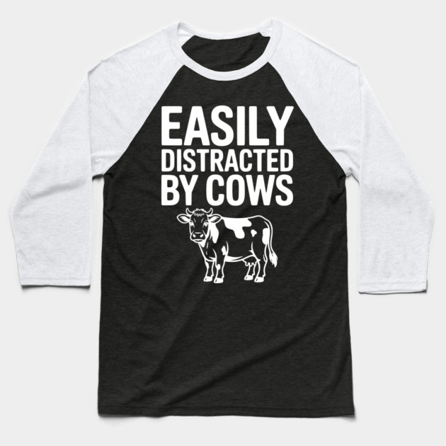 Easily Distracted by Cows Baseball T-Shirt by Frank Ring