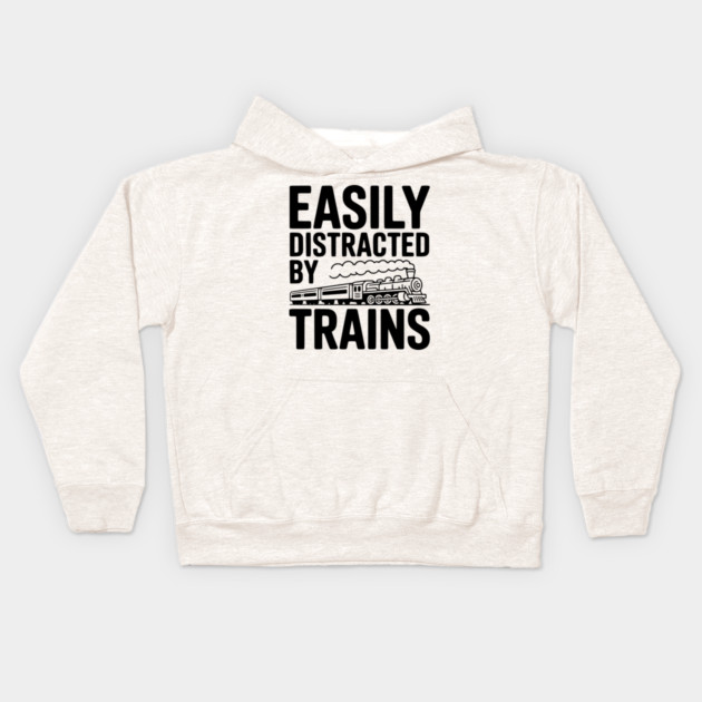 Easily Distracted by Trains Kids Hoodie by Frank Ring