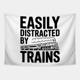 Easily Distracted by Trains Tapestry