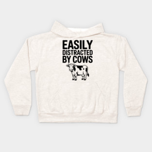 Easily Distracted by Cows Kids Hoodie