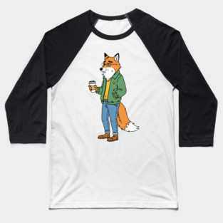 Sleepy Hipster Fox Baseball T-Shirt