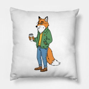 Sleepy Hipster Fox Pillow