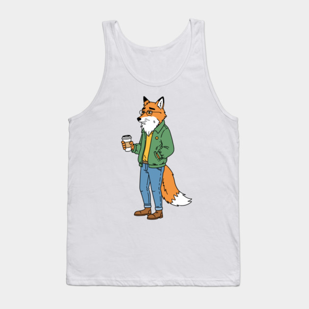 Sleepy Hipster Fox Tank Top by enrynz