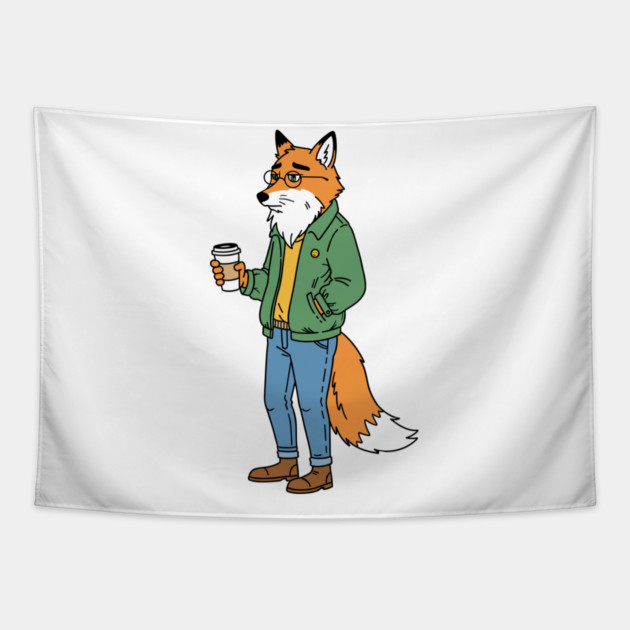 Sleepy Hipster Fox Tapestry by enrynz