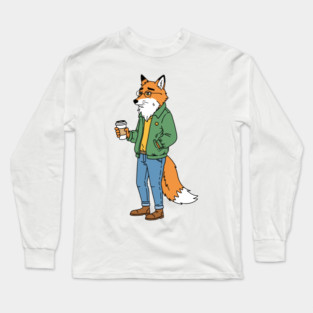 Sleepy Hipster Fox Long Sleeve T-Shirt