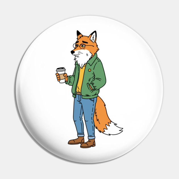Sleepy Hipster Fox Pin by enrynz