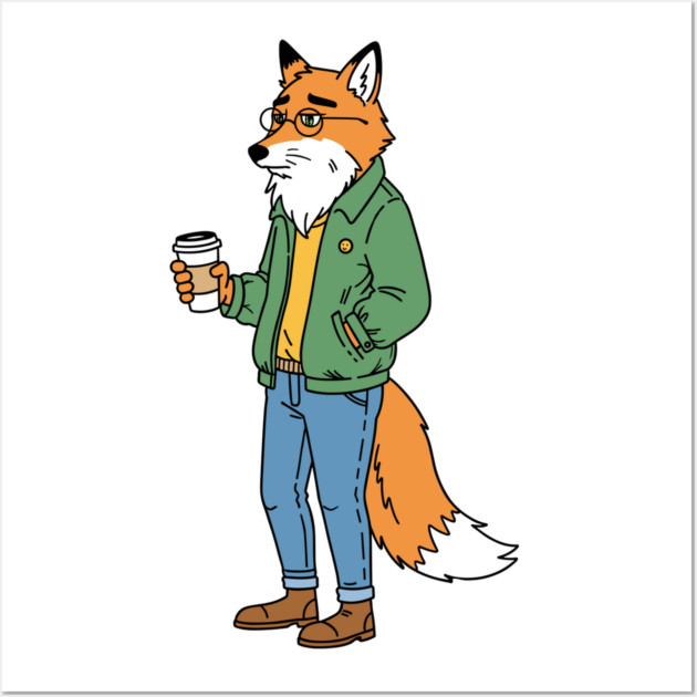 Sleepy Hipster Fox Wall Art by Digironin