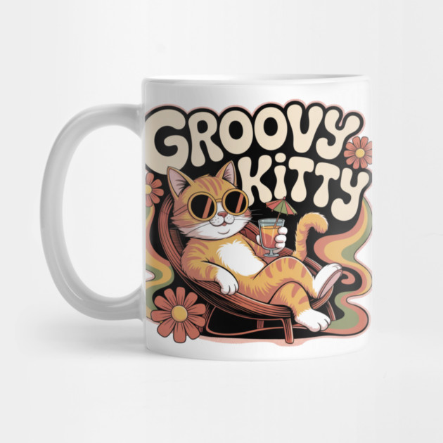 Groovy Kitty - Retro 1970s Cartoon Cat by Vintage Retro Prints by RDR Design