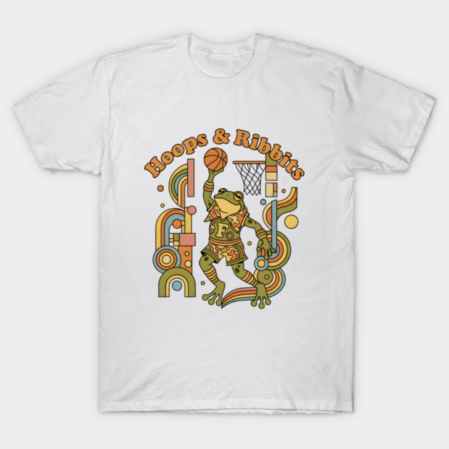 Basketball Frogs – Retro 1970s Cartoon T-Shirt by Vintage Retro Prints by RDR Design