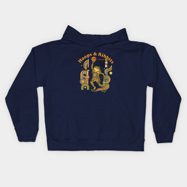 Basketball Frogs – Retro 1970s Cartoon Kids Hoodie by Vintage Retro Prints by RDR Design