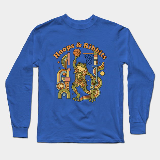 Basketball Frogs – Retro 1970s Cartoon Long Sleeve T-Shirt by Vintage Retro Prints by RDR Design