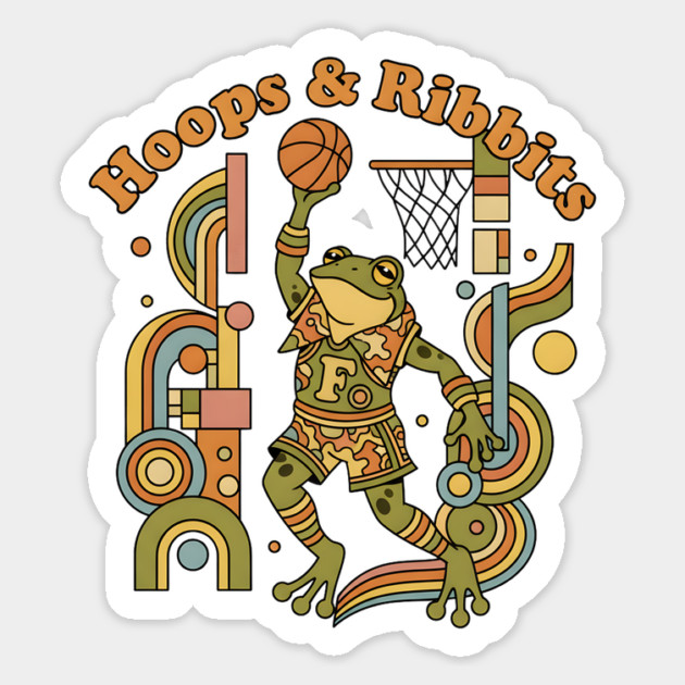 Basketball Frogs – Retro 1970s Cartoon Magnet by Vintage Retro Prints by RDR Design