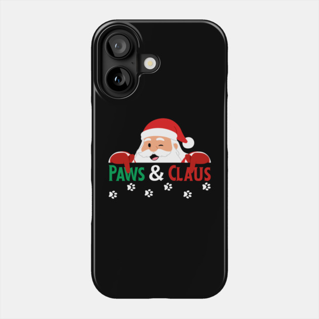 Paws And Claus Santa Christmas Paw Prints Phone Case by Creatifly Graphic Tees