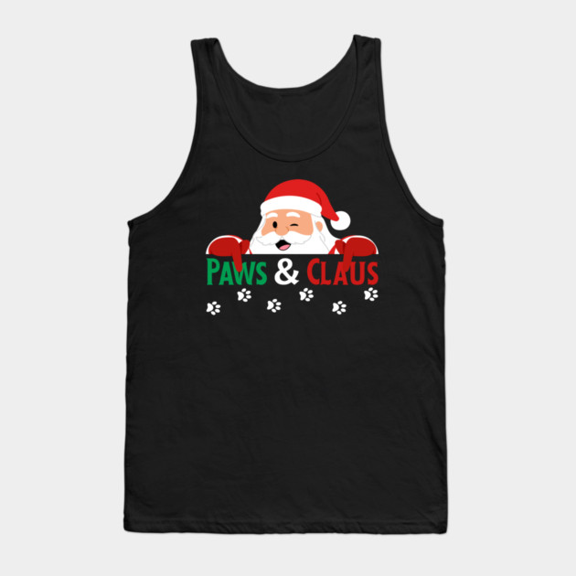 Paws And Claus Santa Christmas Paw Prints Tank Top by Creatifly Graphic Tees