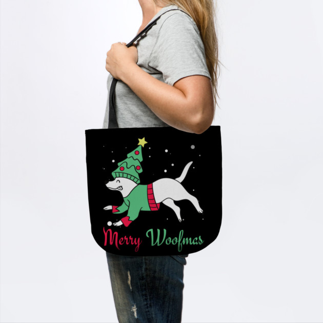 Merry Woofmas Jumping Dog Christmas Tree Costume by Creatifly Graphic Tees