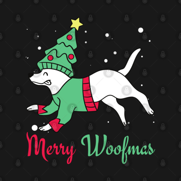 Merry Woofmas Jumping Dog Christmas Tree Costume by Creatifly Graphic Tees