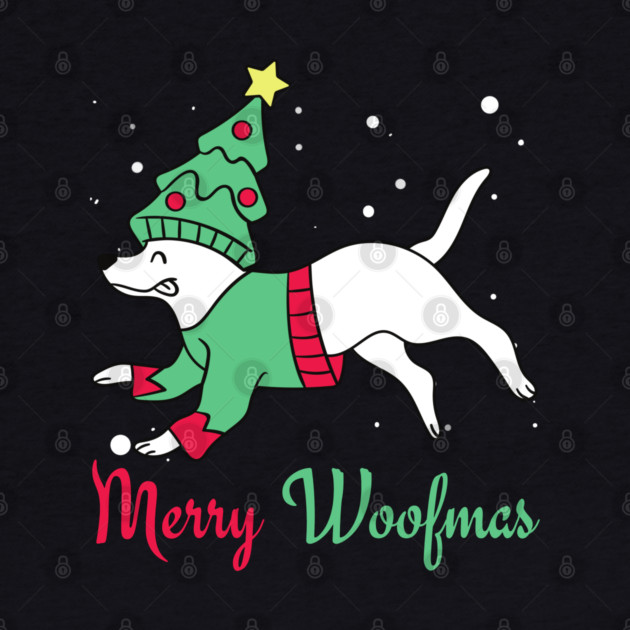 Merry Woofmas Jumping Dog Christmas Tree Costume by Creatifly Graphic Tees